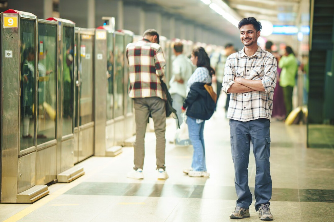 commuters at train station