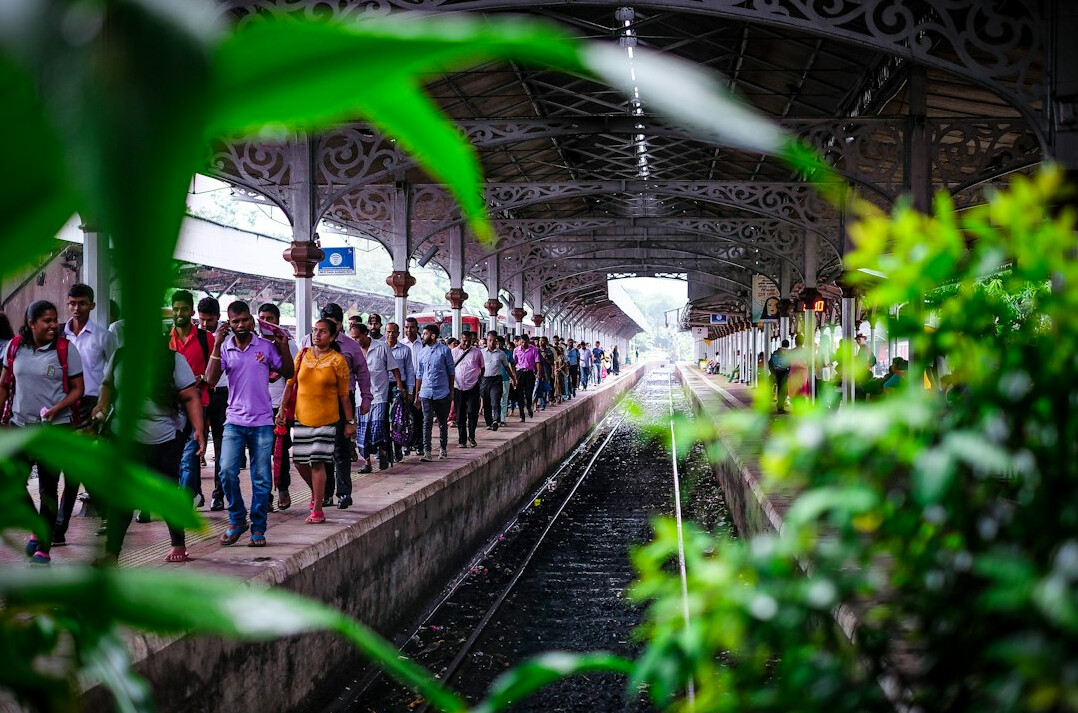 crowded train platform